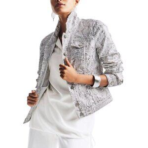 Snakeskin Print Denim Jacket Size Small